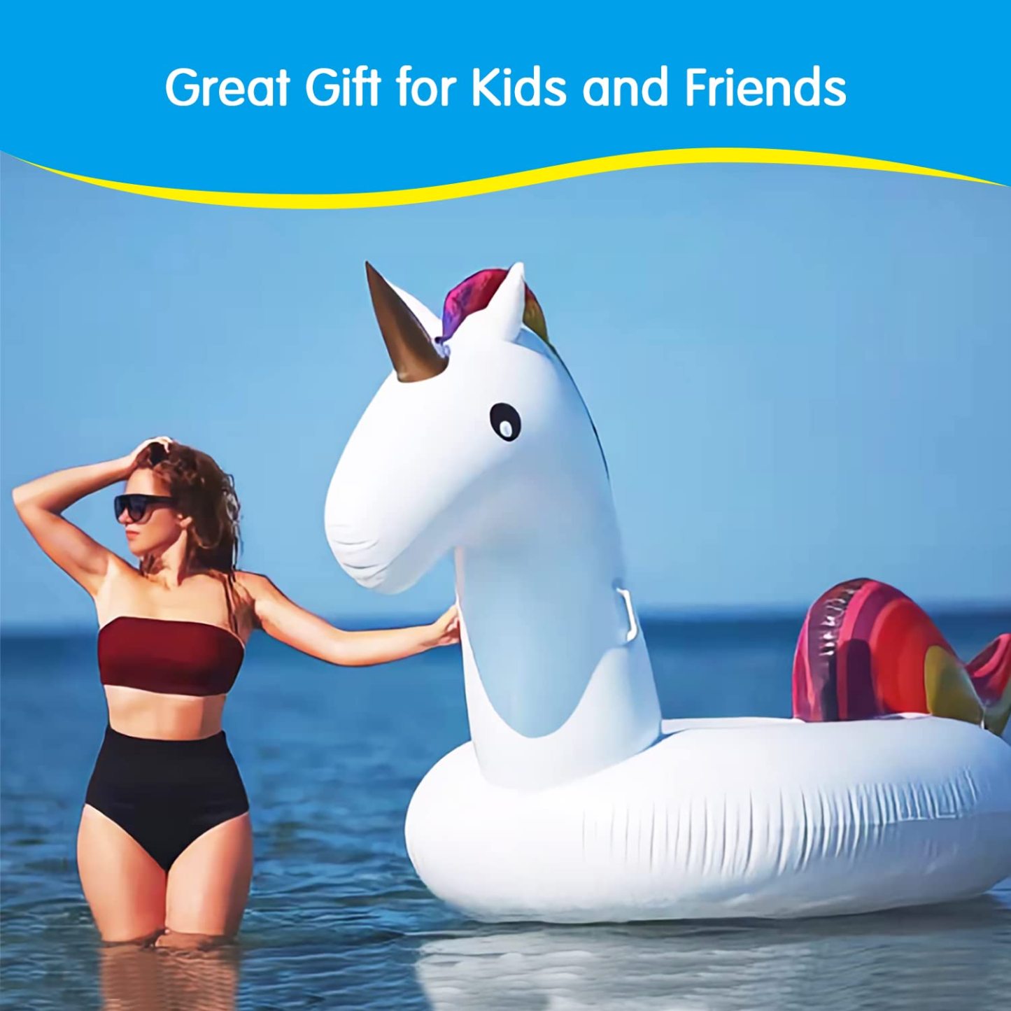 Giant Inflatable Unicorn Pool Float Large Ride-On Water Toy for Kids & Adults | Fun Swimming Pool Lounge Chair for Summer Water Play