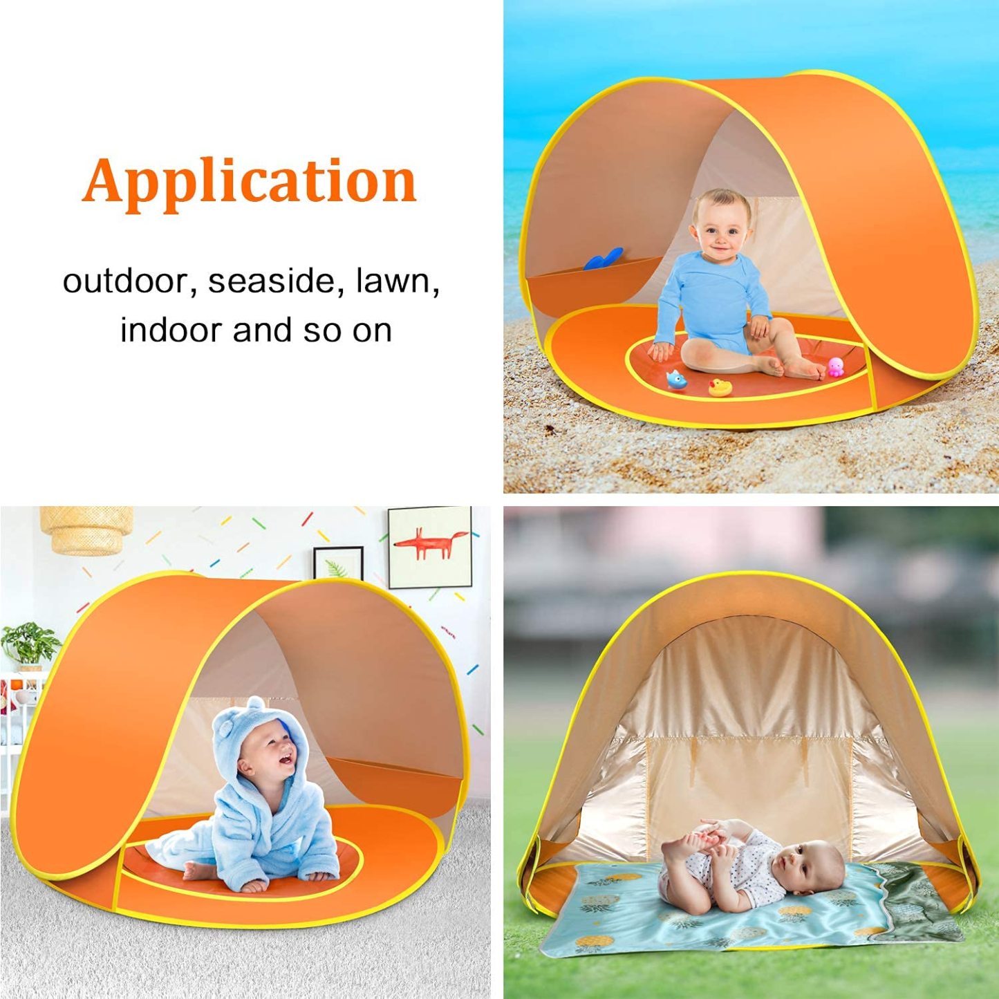 Baby Beach Tent with Mini Pool Pop-Up UV Sun Shelter UPF 50+, Removable Canopy & Carry Bag