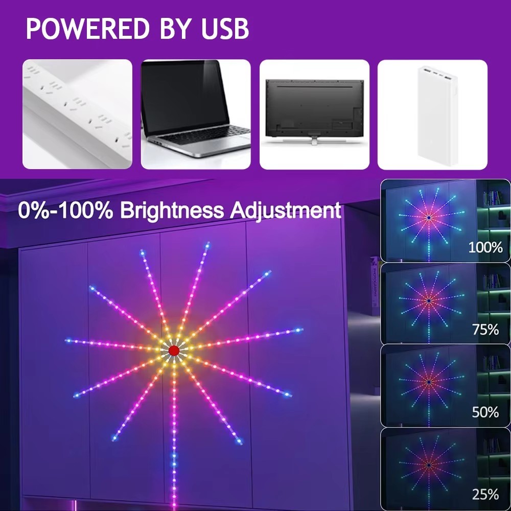 Music Sync Bluetooth APP and Remote Control TV LED Strip Lights,RGB TV Lights Backlight Behind, USB Powered for Bedroom/Gaming (LED Fireworks (10 * 12 inch+1 * 40inch))