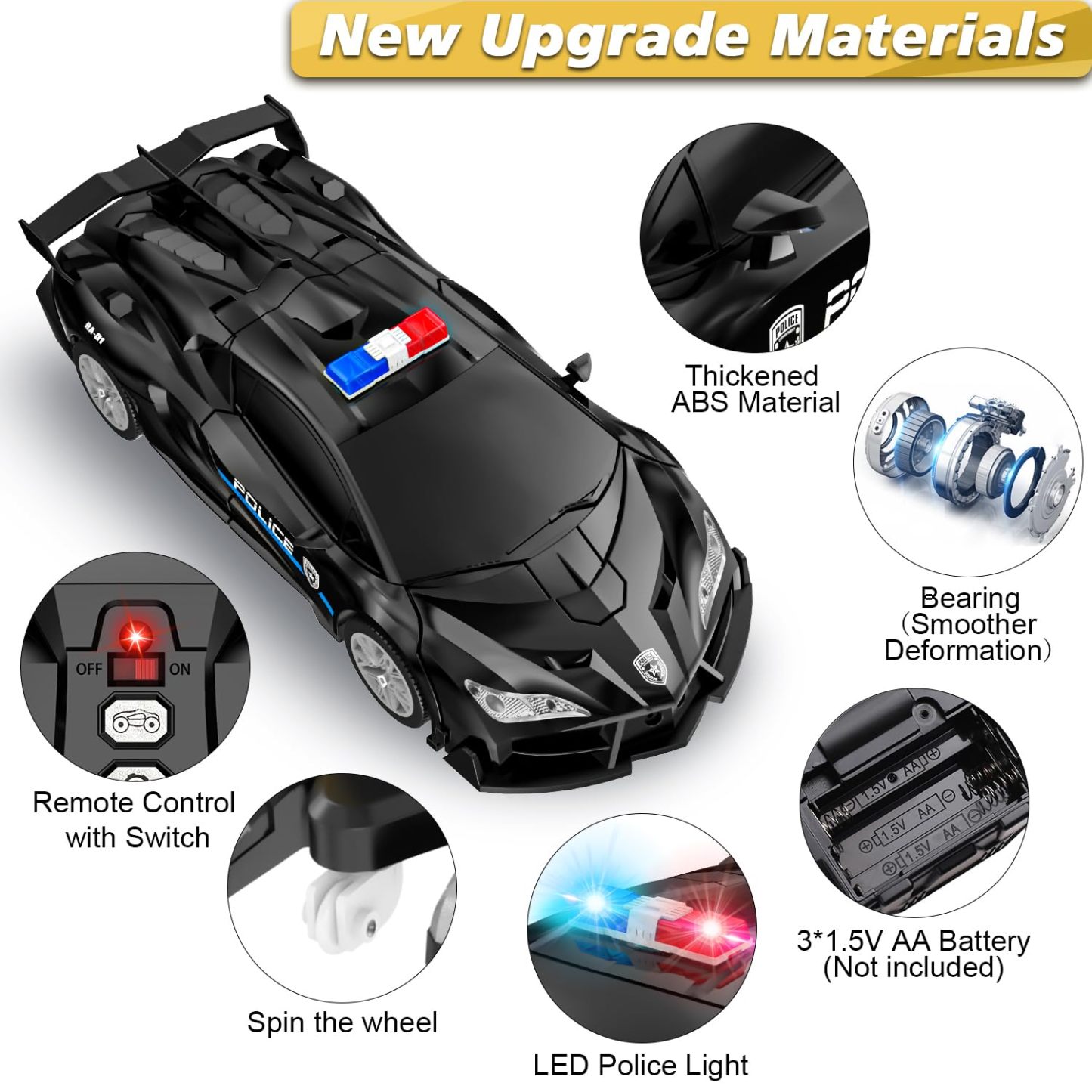 BUY 2 20% OFF Remote Control Car with One Button Transformation, RC Cars Transforming into Robot, 2.4Ghz 360 Degree Rotation Police Car with Light, 1:18 Scale Transform Toys for Boys Girls Kids 4-7 8-12 6-8