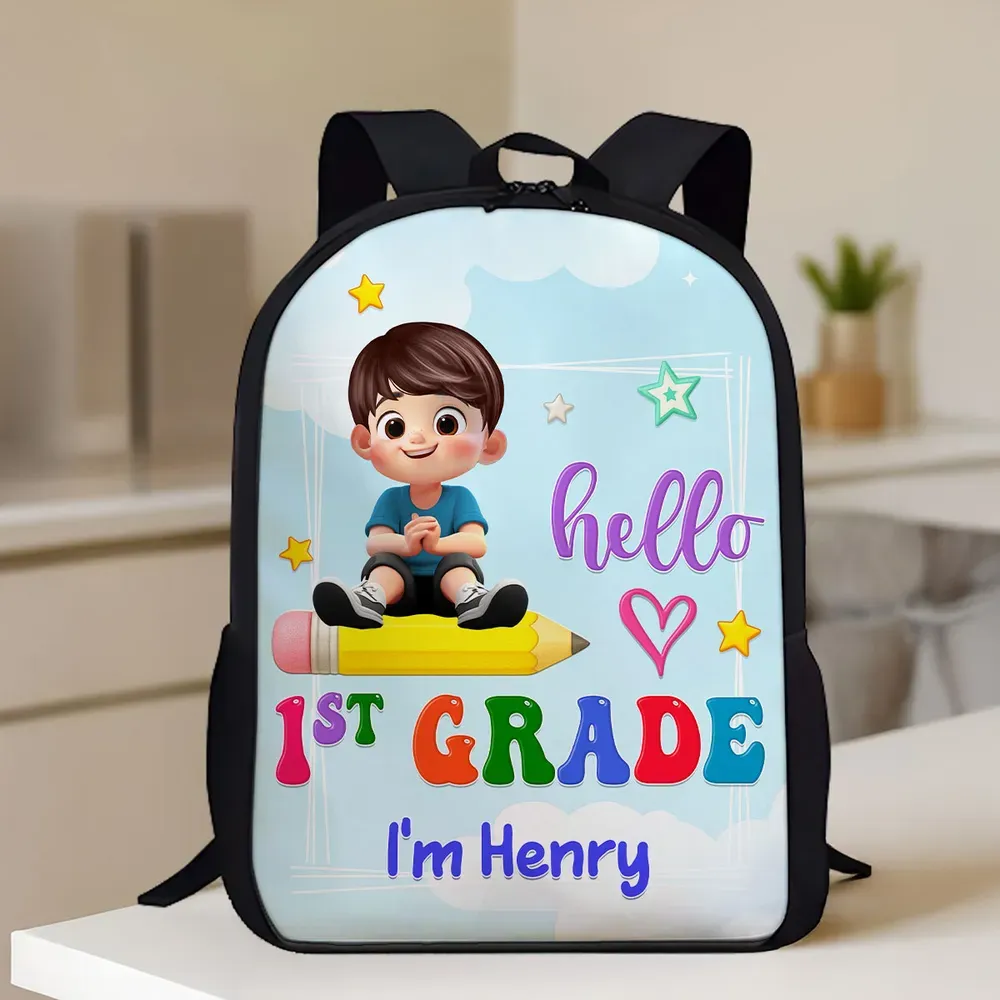 Custom Backpack for Kids | Whimsical Pencil Ride Design, Perfect Back to School Gift