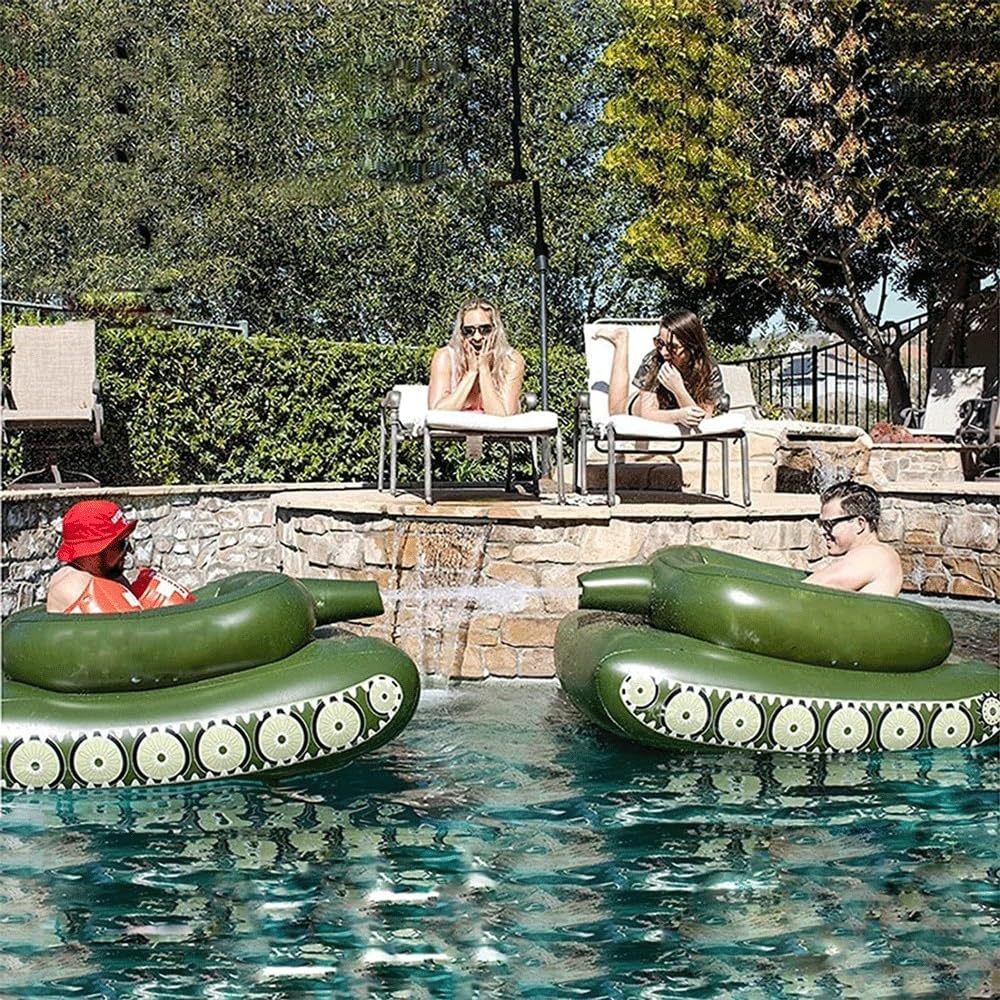 Battle Tank Ride-On Pool Float for Kids – Inflatable Tank Float with Water Squirt Gun, Summer Water Toy for Pool & Beach (Ages 6–12)