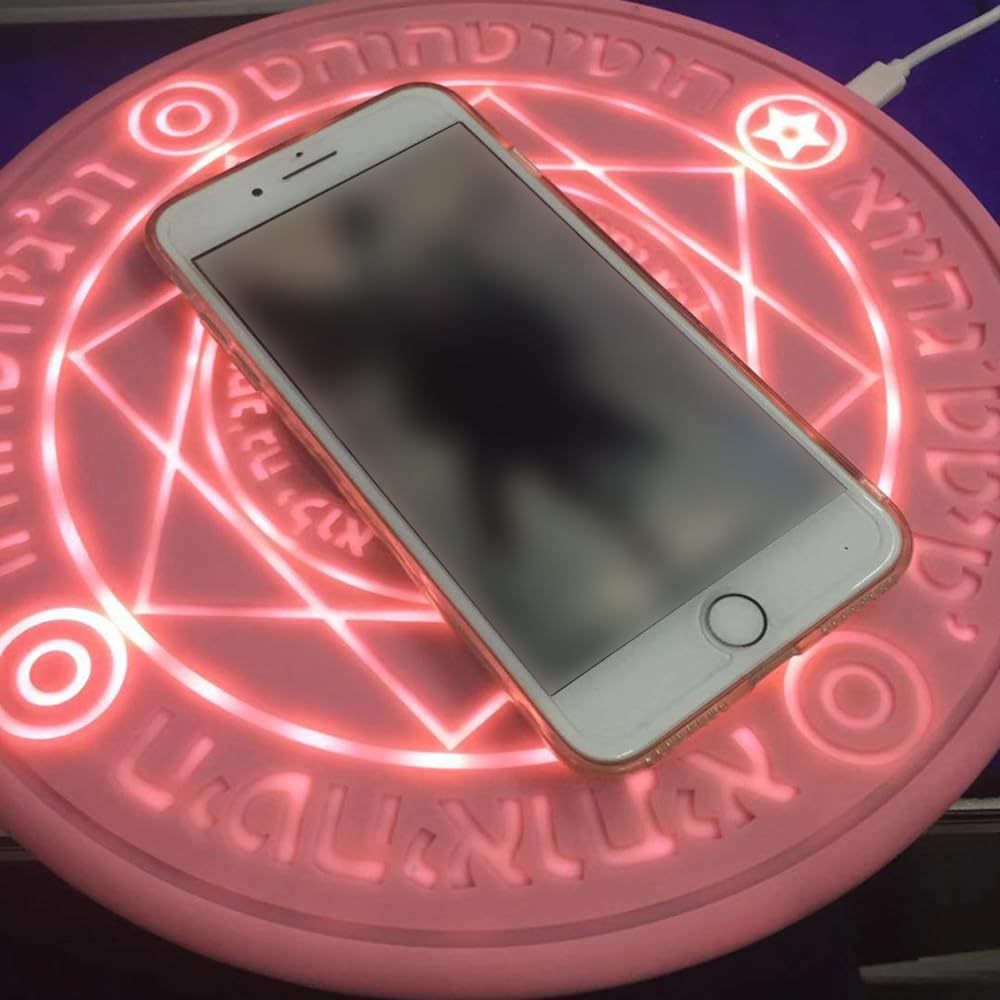 Magical Girl Sound and Light Wireless Charger, For Cell Phones with Qi Certification, Intelligent Recognition of Objects, 10 W Fast Charging,Brown & Pink