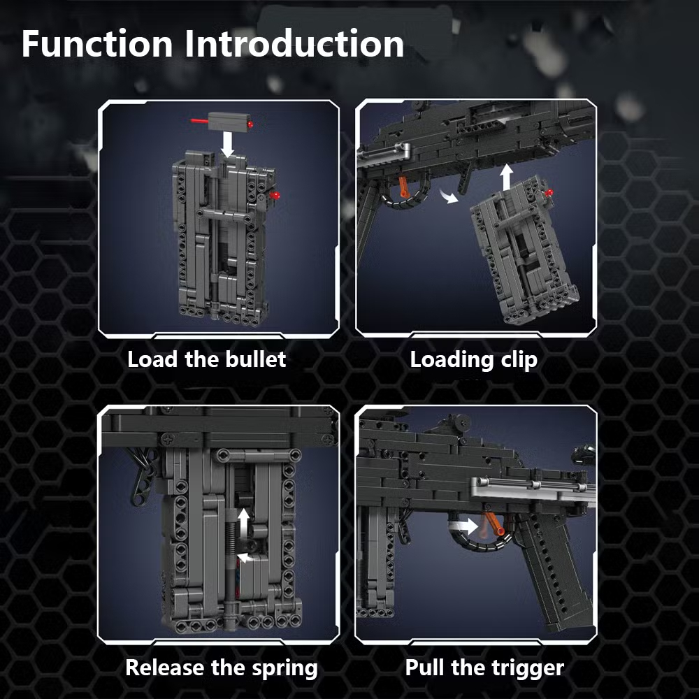 Building Block Gun for Adults, 1: 1 AKM-47 Model Gun That Shoot Rubber Band Educational Toys DIY Assembling Building Toys Set for Boys Age 14+, Collectible Gift for Military Weapon Toy Lovers,1166Pcs