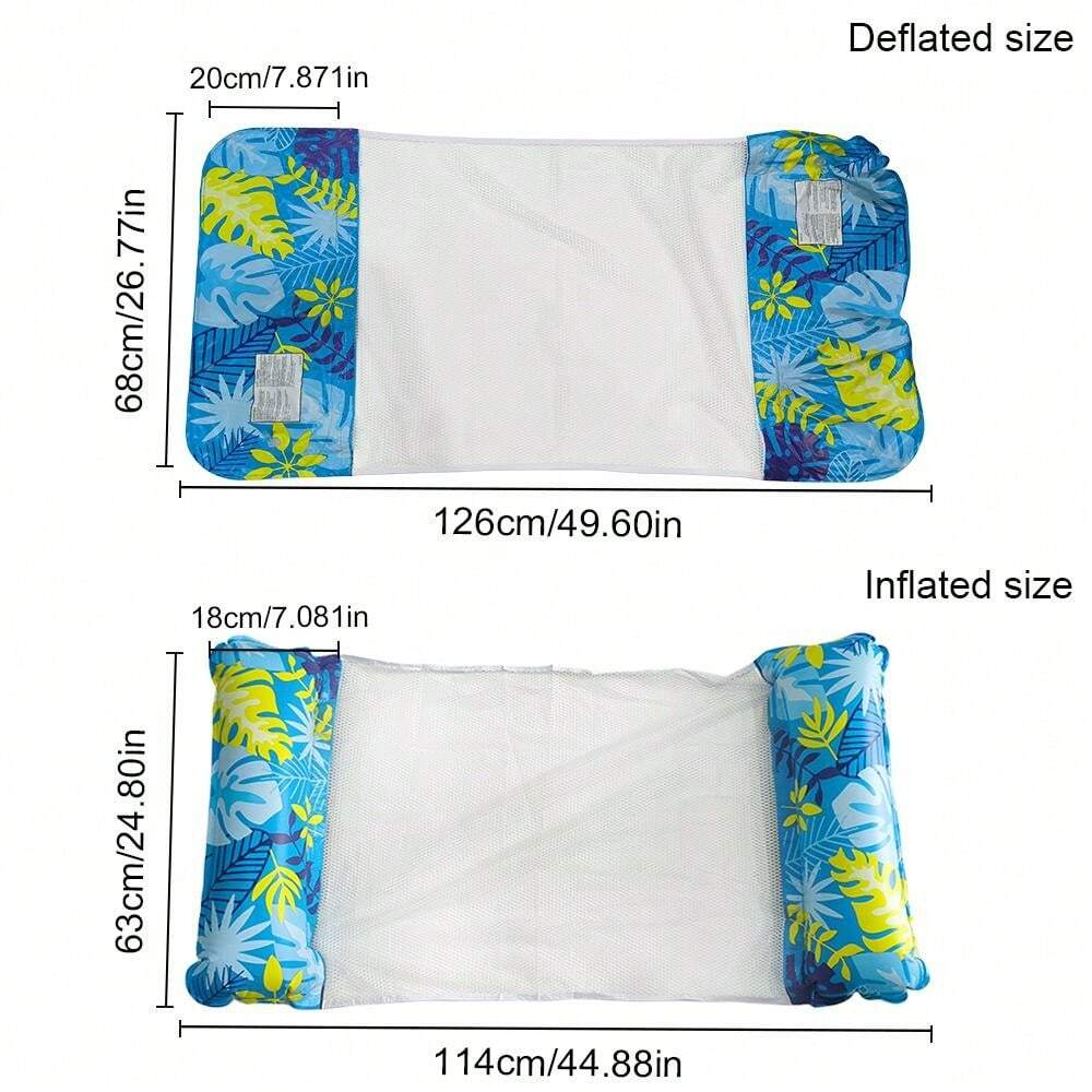 1-Piece Inflatable Floating Hammock Leaf-Shaped Double-Tube Pool Float for One Person, Foldable Water Lounger for Beach & Pool