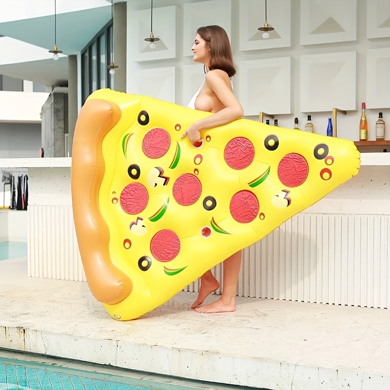 71" Giant Pizza Slice Pool Float Extra Large Inflatable Raft for Adults with Cup Holder Durable PVC Lounge Floatie for Pool & Beach Parties
