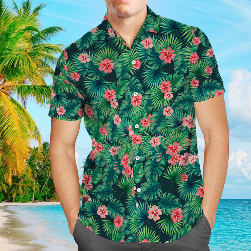 Men's Hawaiian Shirt Leafy Bloom From Size S to 5XL with 2 Style Light