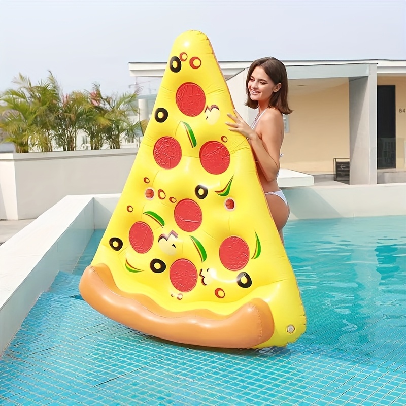 71" Giant Pizza Slice Pool Float Extra Large Inflatable Raft for Adults with Cup Holder Durable PVC Lounge Floatie for Pool & Beach Parties