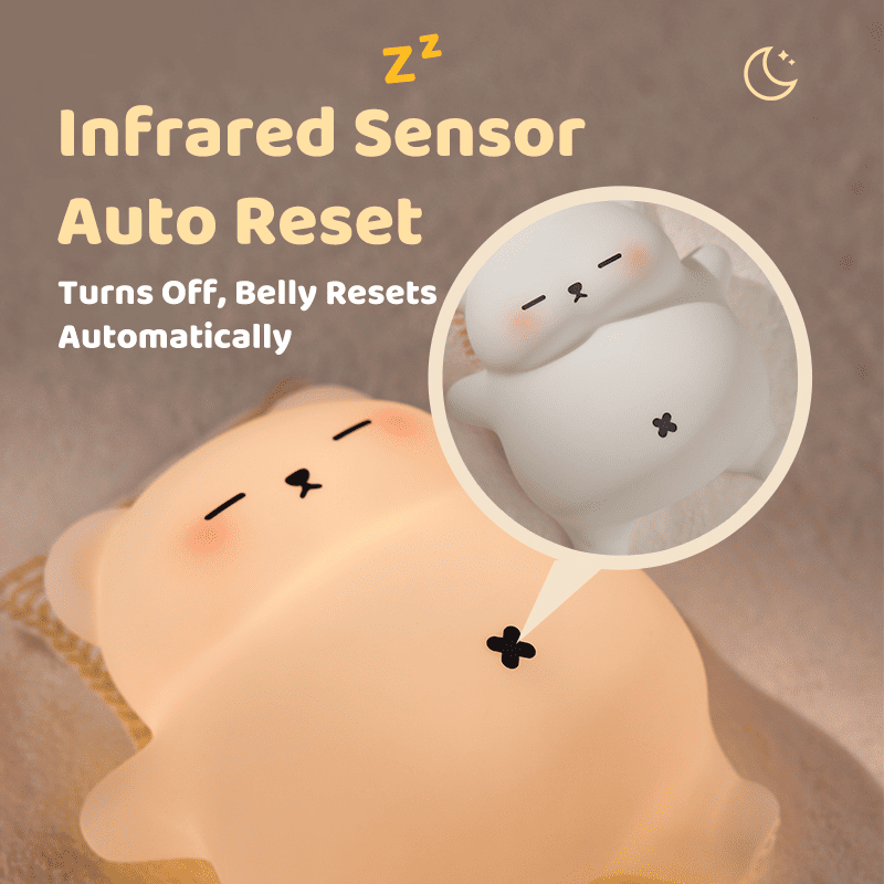 Breathing Bear Silicone Night Light | Squishy Snuggly Sleep Companion with Calming Sounds & LED Glow, Perfect Gift