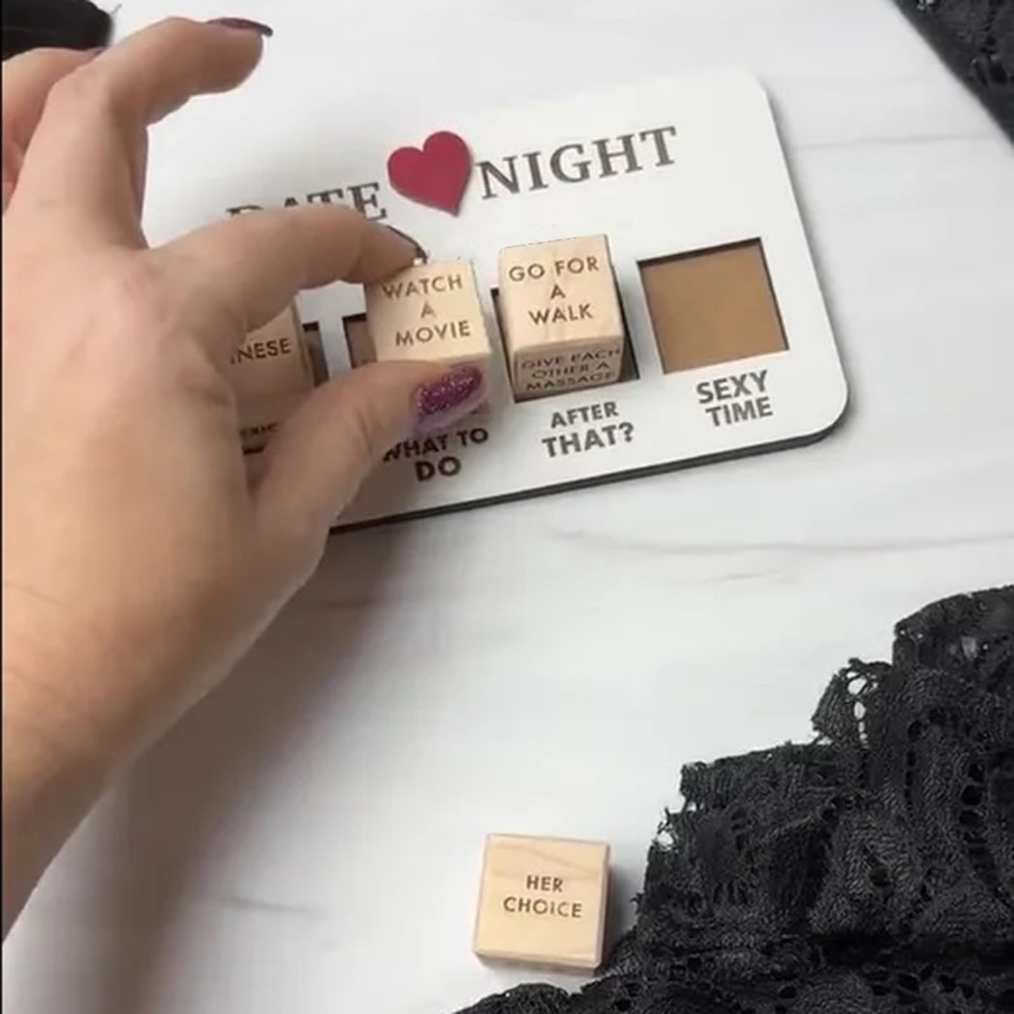 Romantic Couple Dice Game Wooden Date Night Game with Unique Cards, Perfect for Anniversaries & Special Occasions
