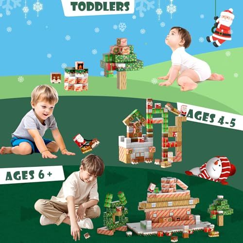 Magnetic Blocks | 100PCS 0.8in Sensory Christmas Magnetic Tiles Building Cubes 2025 Upgraded STEM Game Toys for Toddlers | Christmas Birthday Gifts for Boys & Girls Ages 3-4, 5 6 7 8 9 10 11 12