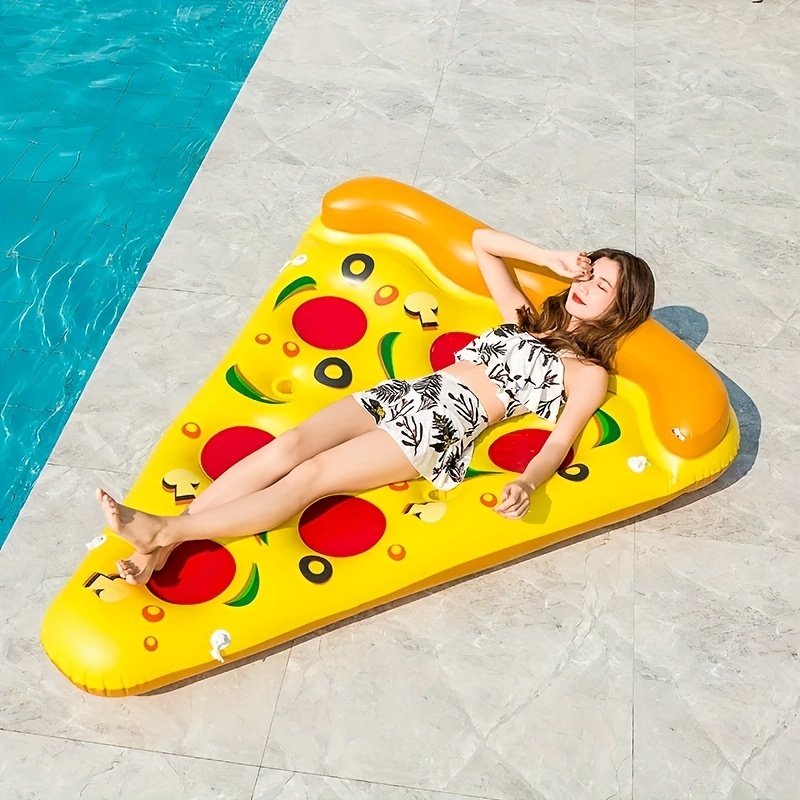 71" Giant Pizza Slice Pool Float Extra Large Inflatable Raft for Adults with Cup Holder Durable PVC Lounge Floatie for Pool & Beach Parties