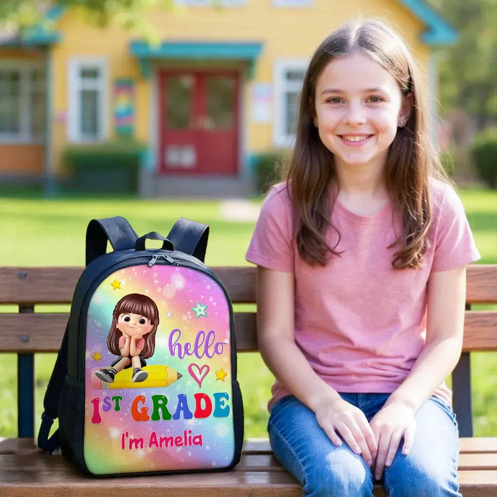 Custom Backpack for Kids | Whimsical Pencil Ride Design, Perfect Back to School Gift