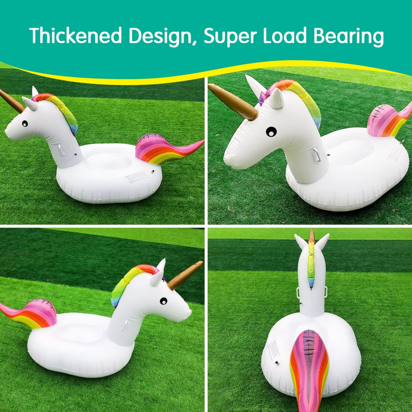 Giant Inflatable Unicorn Pool Float Large Ride-On Water Toy for Kids & Adults | Fun Swimming Pool Lounge Chair for Summer Water Play