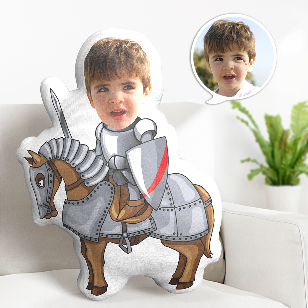 Benutzerdefiniertes Foto-gesichtskissen, Cartoon-ritter-kissen, Personalisiertes Foto, Individuell Geformtes Kissen - MiniMe Pillow