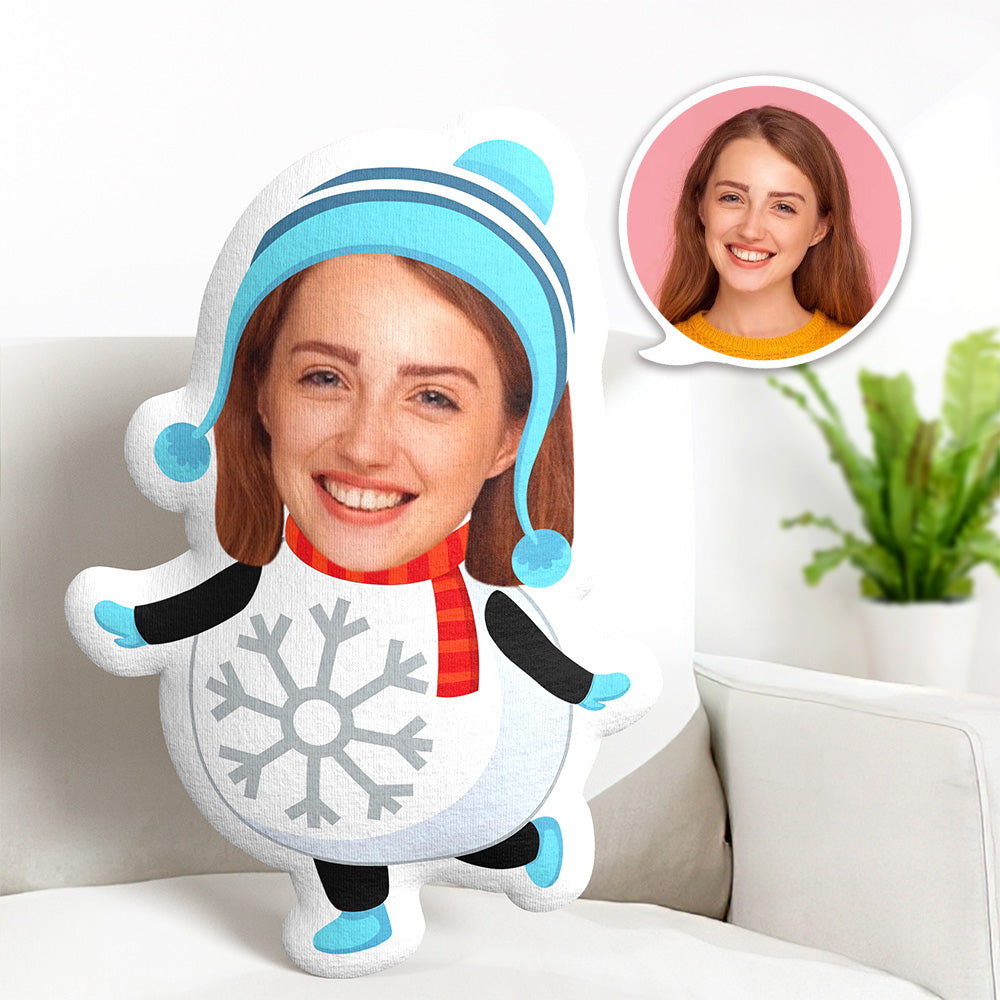 Benutzerdefinierte Gesichtskissen Schneemann Minime Wurfkissen Personalisiertes Foto Minime Kissen Weihnachtsgeschenk - MiniMe Pillow