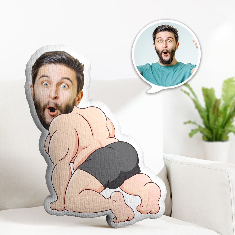 Benutzerdefiniertes Foto-gesichtskissen Sexy Mann Grauer Boxer Gesichtskissen Gesichtsbildkissen Puppengesicht Körperkissen - MiniMe Pillow