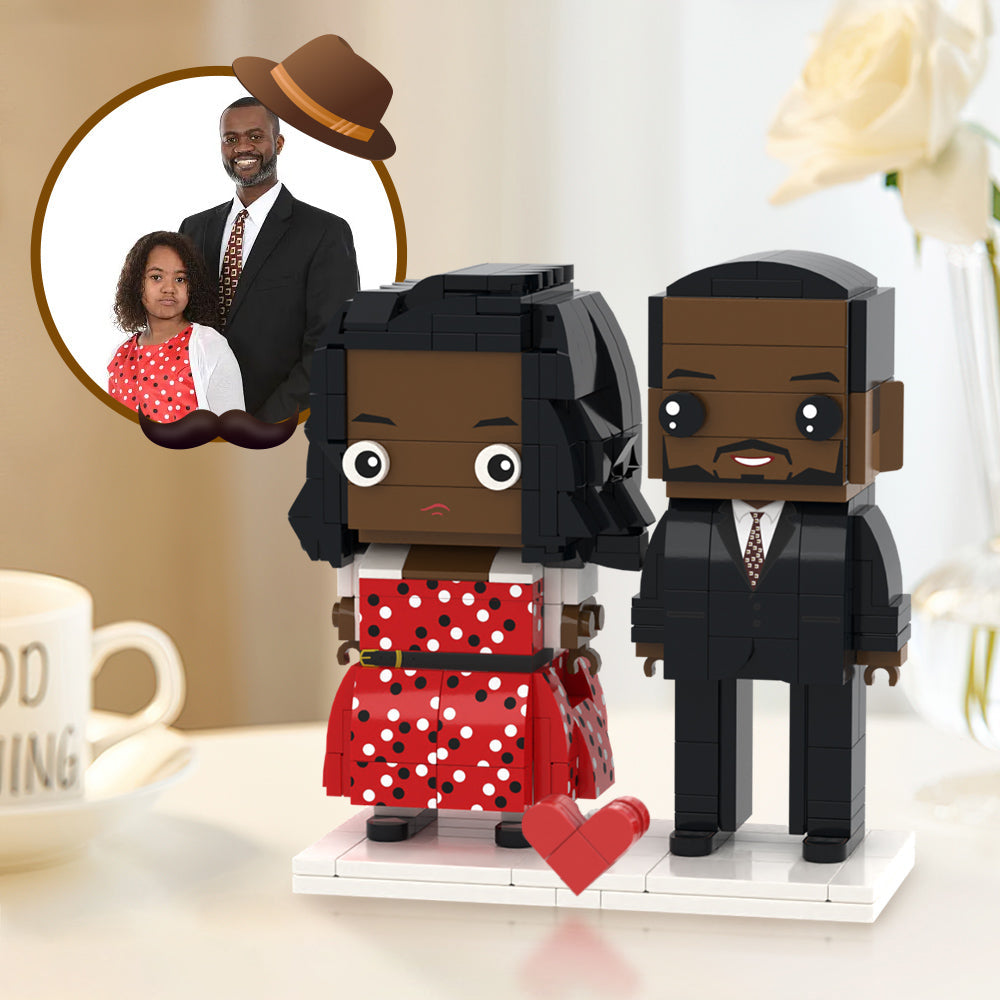 Geschenke Für Papa Vollständig Benutzerdefinierte 2 Personen Ziegelfiguren Benutzerdefinierte Ziegelfiguren Kleines Partikelblockspielzeug - MiniMe Pillow