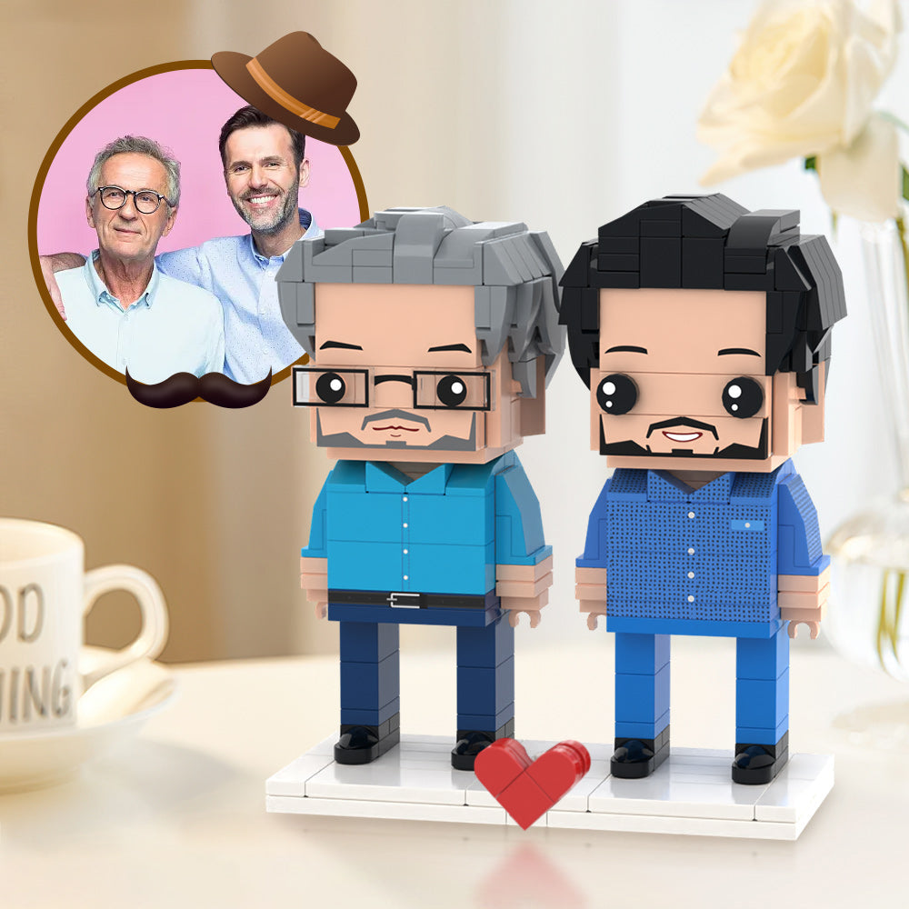 Überraschungsgeschenke Für Papa, Vollständig Benutzerdefinierte Ziegelfiguren Für 2 Personen, Benutzerdefinierte Ziegelfiguren, Kleines Partikelblockspielzeug - MiniMe Pillow