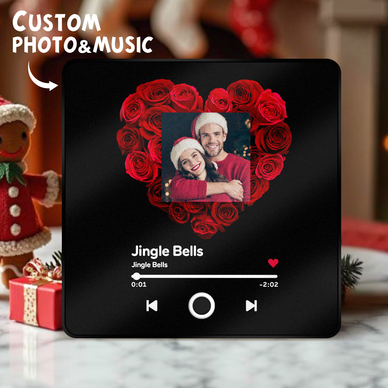 Personalisierter Fotoalbum-kühlschrankmagnet, Individueller Musik-kühlschrankmagnet, Kann Musik Abspielen, Rosenblumen-geschenk Für Weihnachten - MiniMe Pillow