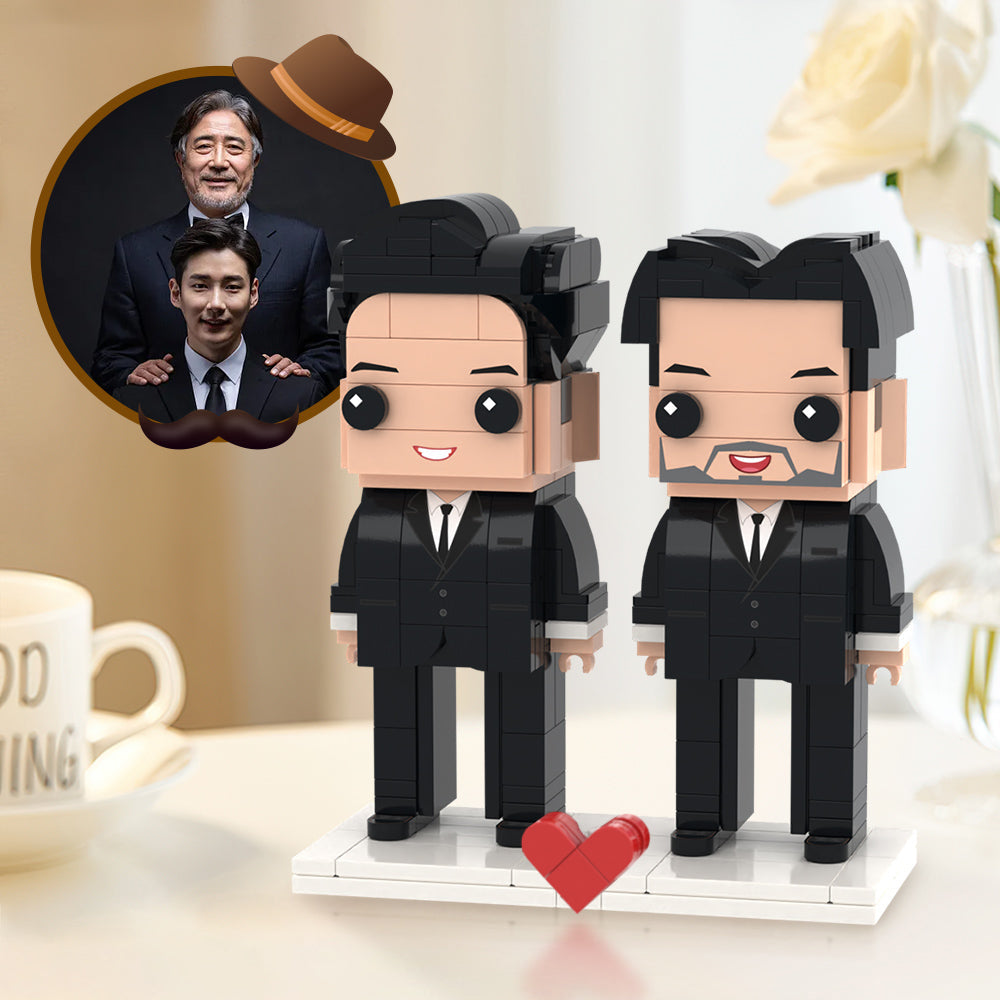 Kreative Vatertagsgeschenke Vollständig Benutzerdefinierte 2 Personen Ziegelfiguren Benutzerdefinierte Ziegelfiguren Kleines Partikelblockspielzeug - MiniMe Pillow