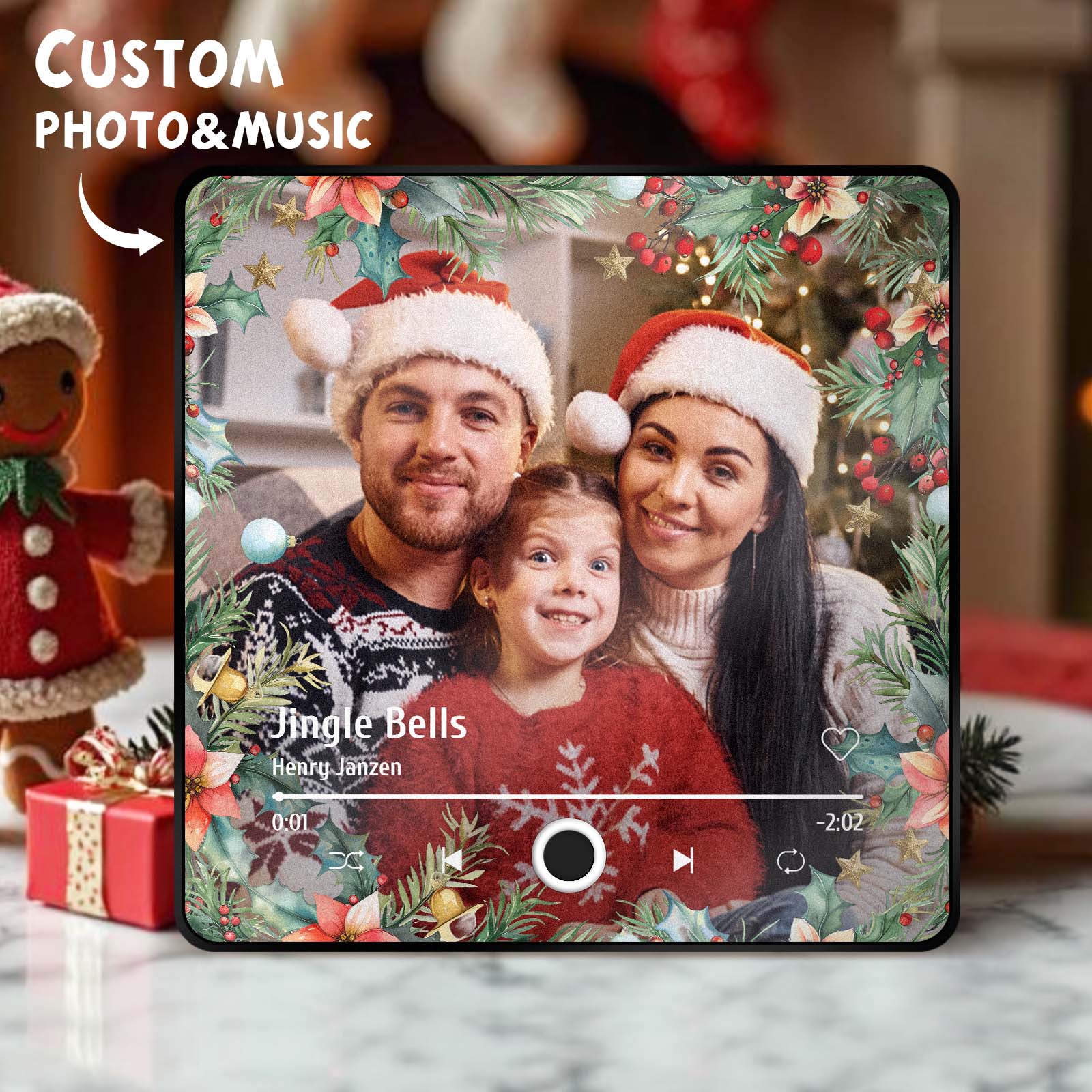 Personalisierter Weihnachts-familienfoto-musik-kühlschrankmagnet, Individuelle Musik-magnete Können Lieder Abspielen, Weihnachtsgeschenke Für Die Familie