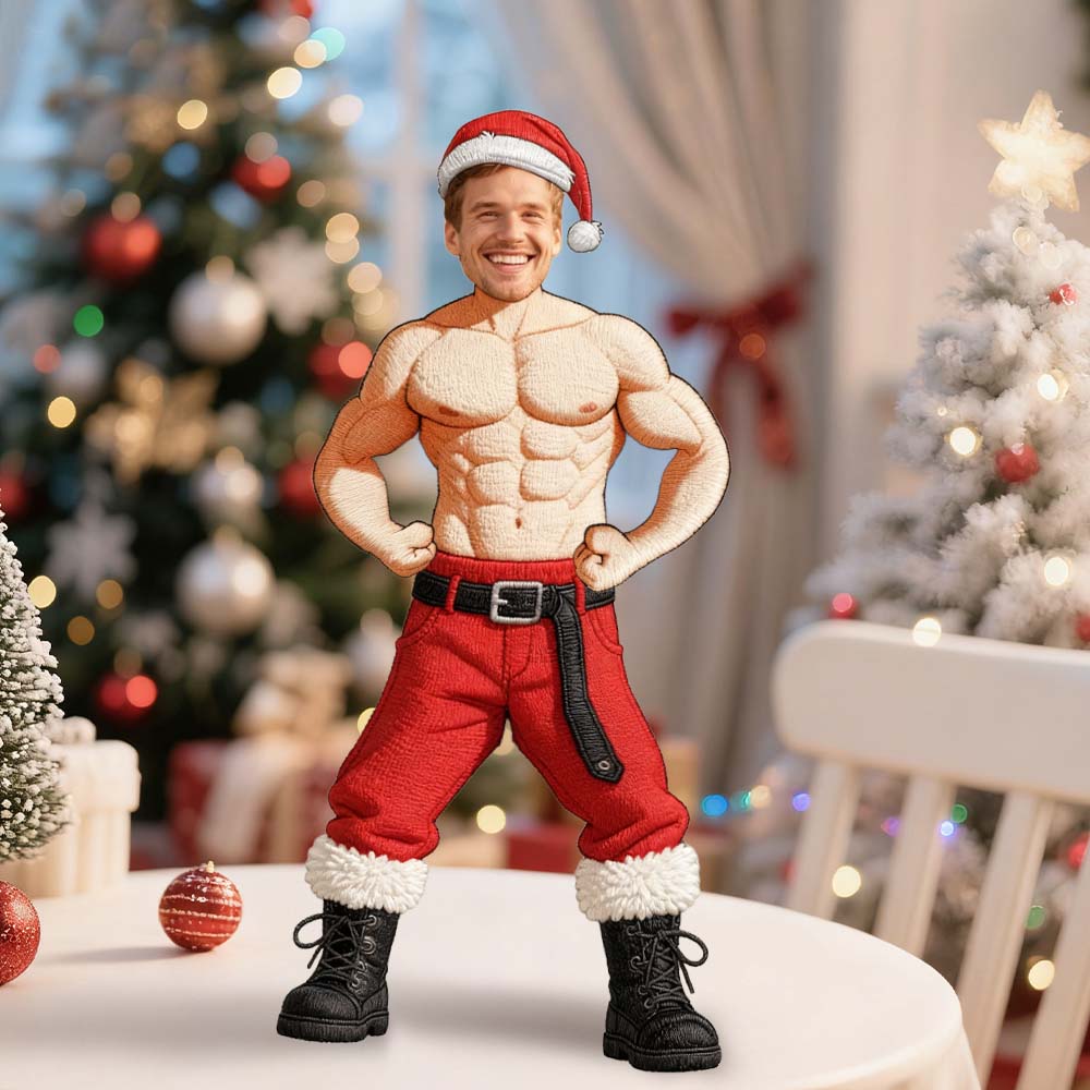 Personalisierter Weihnachtsmann-schlüsselanhänger Mit Individuell Gestalteter Muskelpuppe - MiniMe Pillow