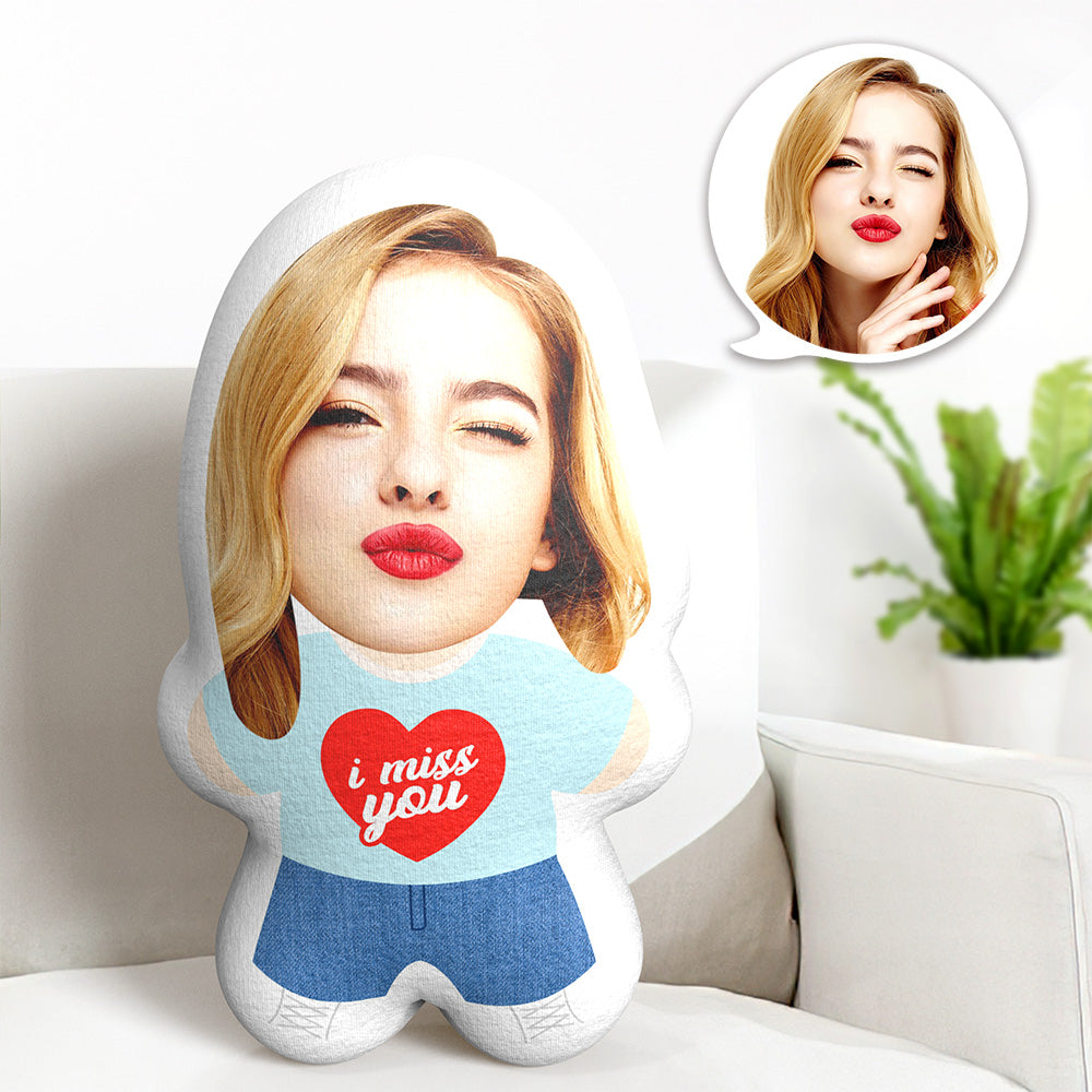 Benutzerdefiniertes Gesichtskissen „ich Vermisse Dich“-körperkissen, Personalisiertes Foto-minime-kissen - MiniMe Pillow