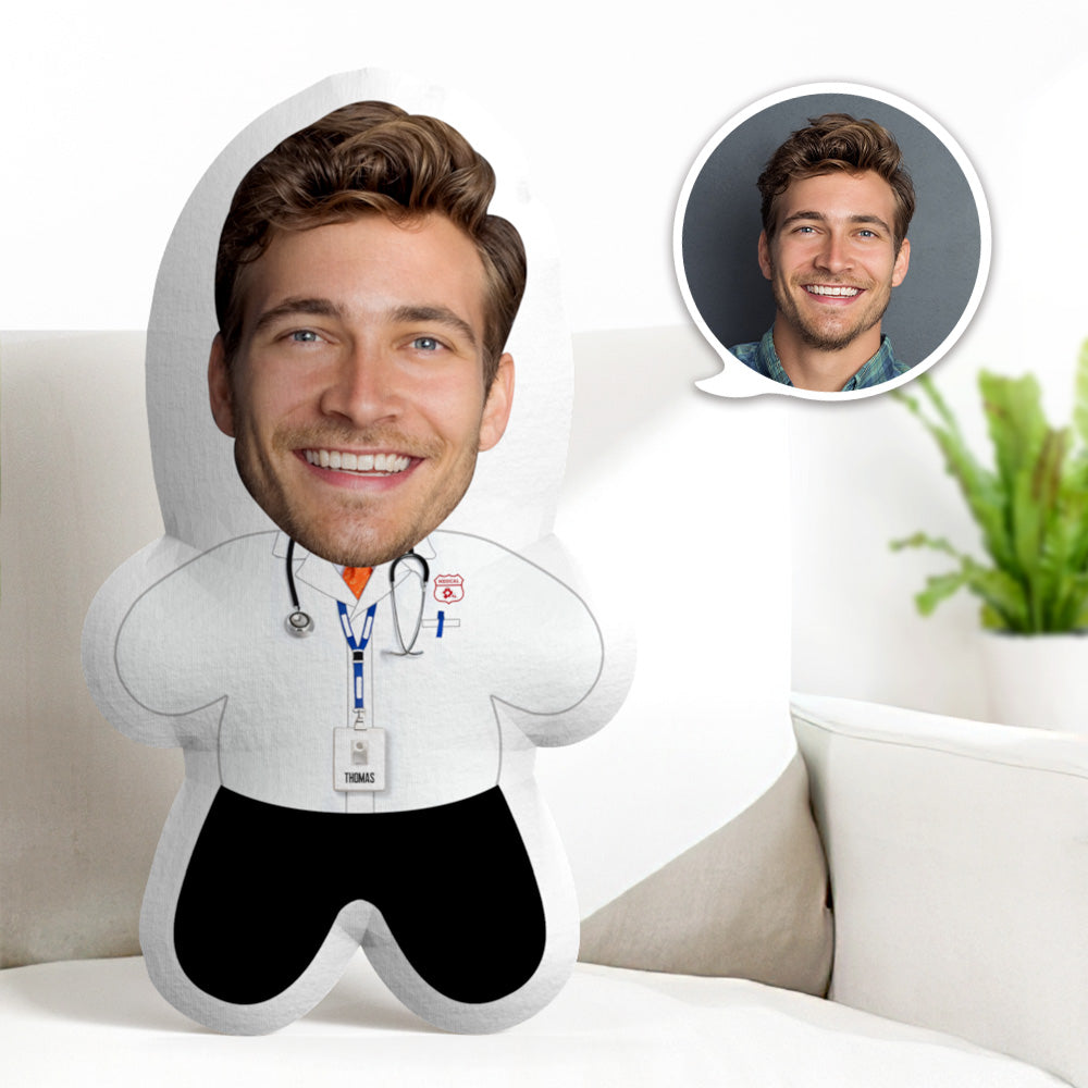 Personalisiertes Gesicht-arzt-kissen, Personalisiertes Foto, Minime-kissen, Geschenk Für Arzt - MiniMe Pillow