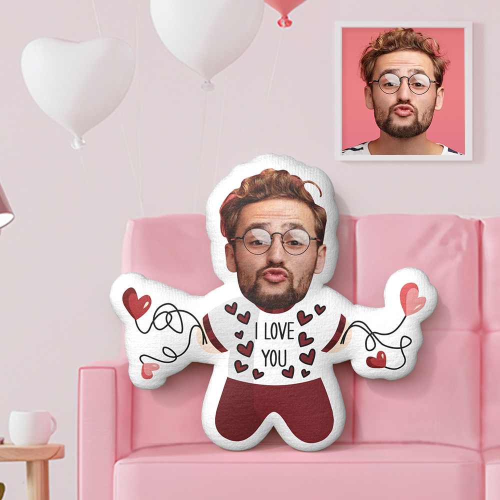 Benutzerdefinierte Minime Foto Wurfkissen Personalisiertes Gesichtskissen Herzförmiges Ballonkissen Geschenke Valentinstagsgeschenke - MiniMe Pillow