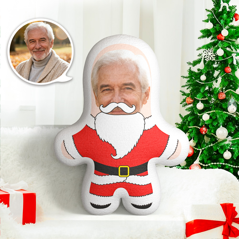 Personalisiertes Gesicht Fotokissen Weihnachten Weihnachtsmann Minime Kissen Weihnachtsgeschenke Für Opa - MiniMe Pillow