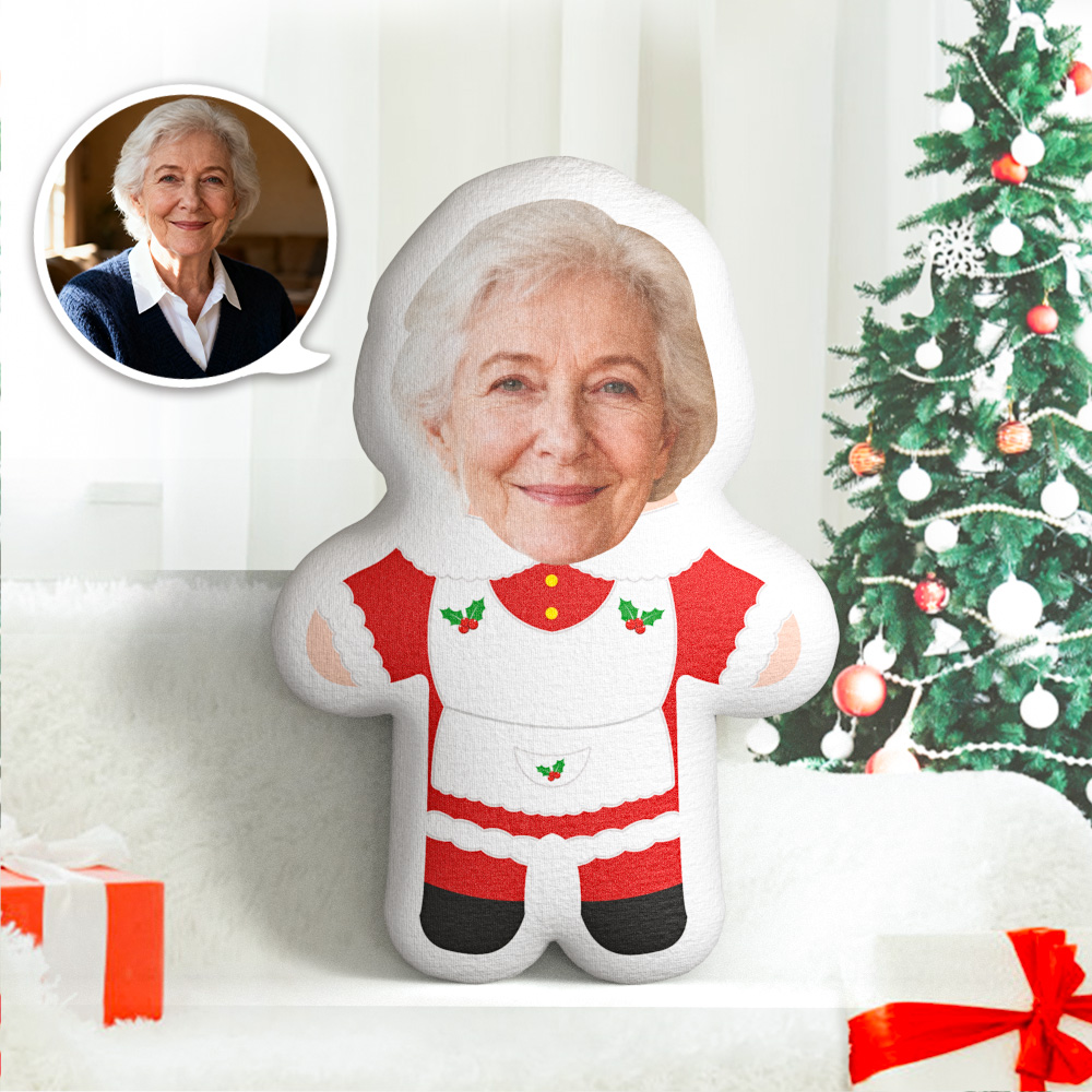 Personalisiertes Gesichtskissen, Benutzerdefiniertes Fotokissen, Weihnachtsmädchen, Minime-kissen, Geschenke Für Weihnachten - MiniMe Pillow
