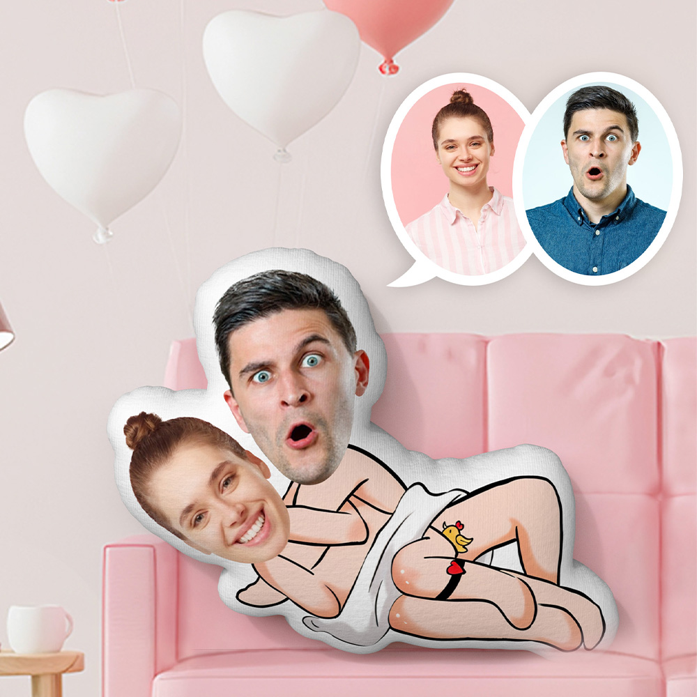 Benutzerdefinierte Freche Paar Gesicht Kissen Kleiner Vogel Und Schwarze Strümpfe Paar Kissen - MiniMe Pillow