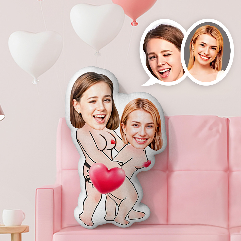 Benutzerdefinierte Freche Lesbische Paar Gesicht Kissen Jahrestagsgeschenk Für Lesbische Paar Kissen - MiniMe Pillow