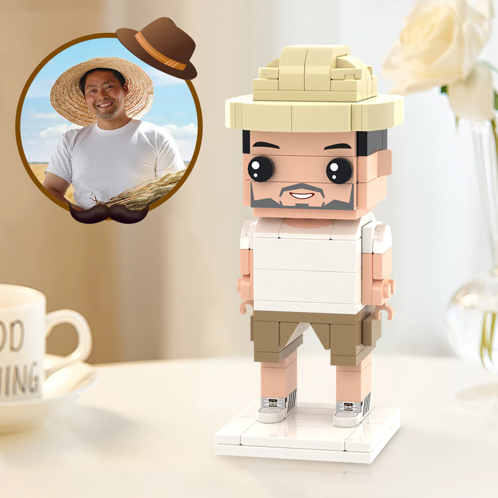 Überraschungsgeschenke Für Papa Benutzerdefinierte 1-personen-ziegelfigur Benutzerdefinierte Ziegelfiguren Kleines Partikelblockspielzeug - MiniMe Pillow