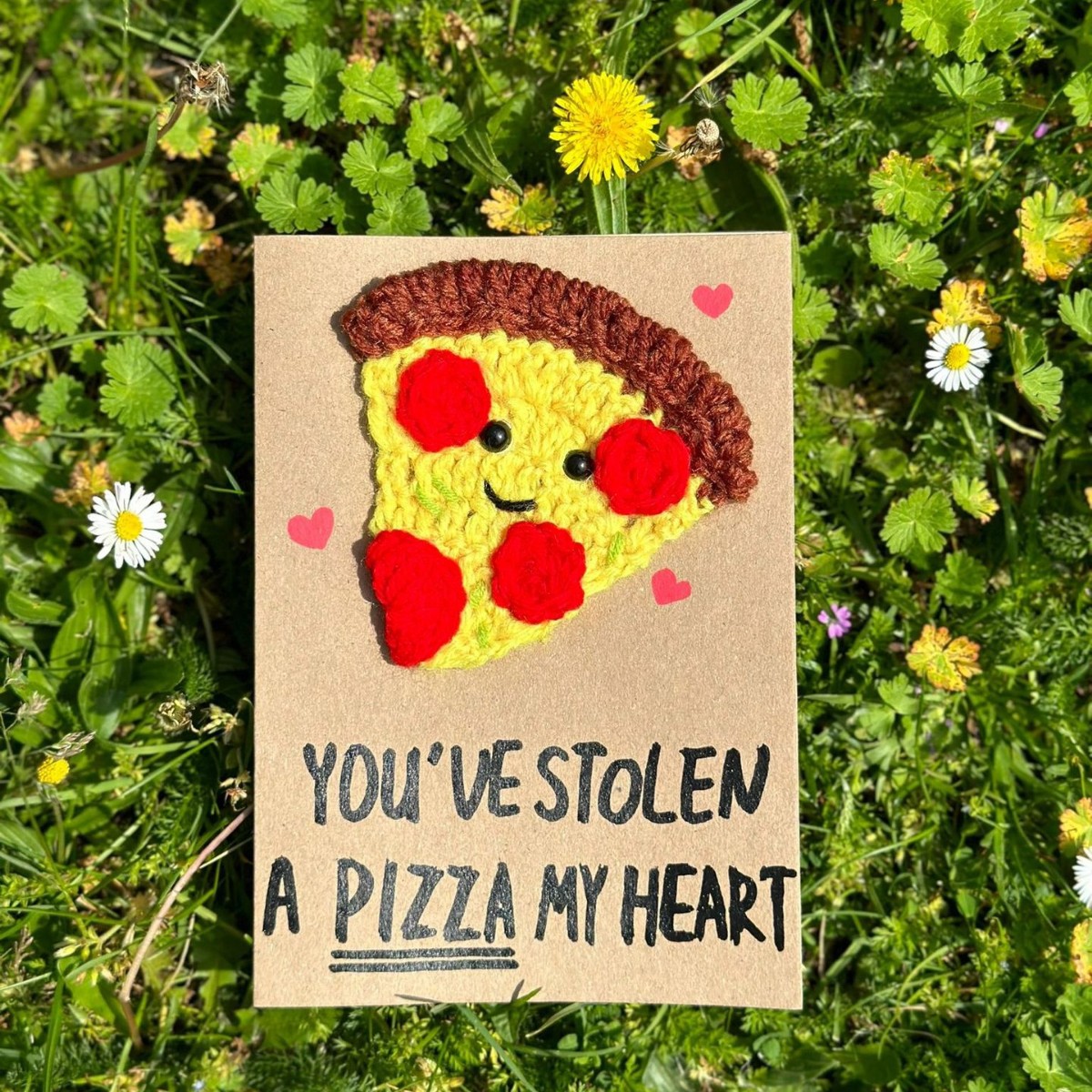 Du Hast Eine Pizza Gestohlen! Mein Herz! Handgefertigte Häkelgrußkarte, 3d-strickkarte - MiniMe Pillow