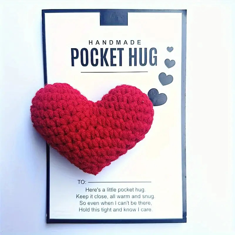 Handgehäkelte Grußkarte Mit Rotem Herz Zum Valentinstag, 3d-strickkarte, Romantisches Geschenk Für Sie - MiniMe Pillow