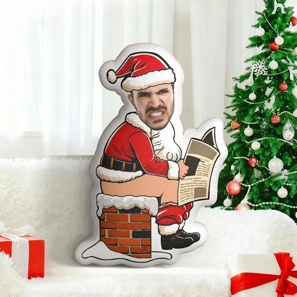 Lustiges Toiletten-weihnachtskissen Mit Individuellem Gesicht, Personalisiertes Porträtkissen - MiniMe Pillow