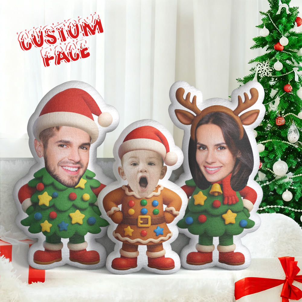 Individuell Gestaltetes Weihnachtsbaumkissen Mit Gesichtsmotiv, Personalisiertes Porträtkissen - MiniMe Pillow