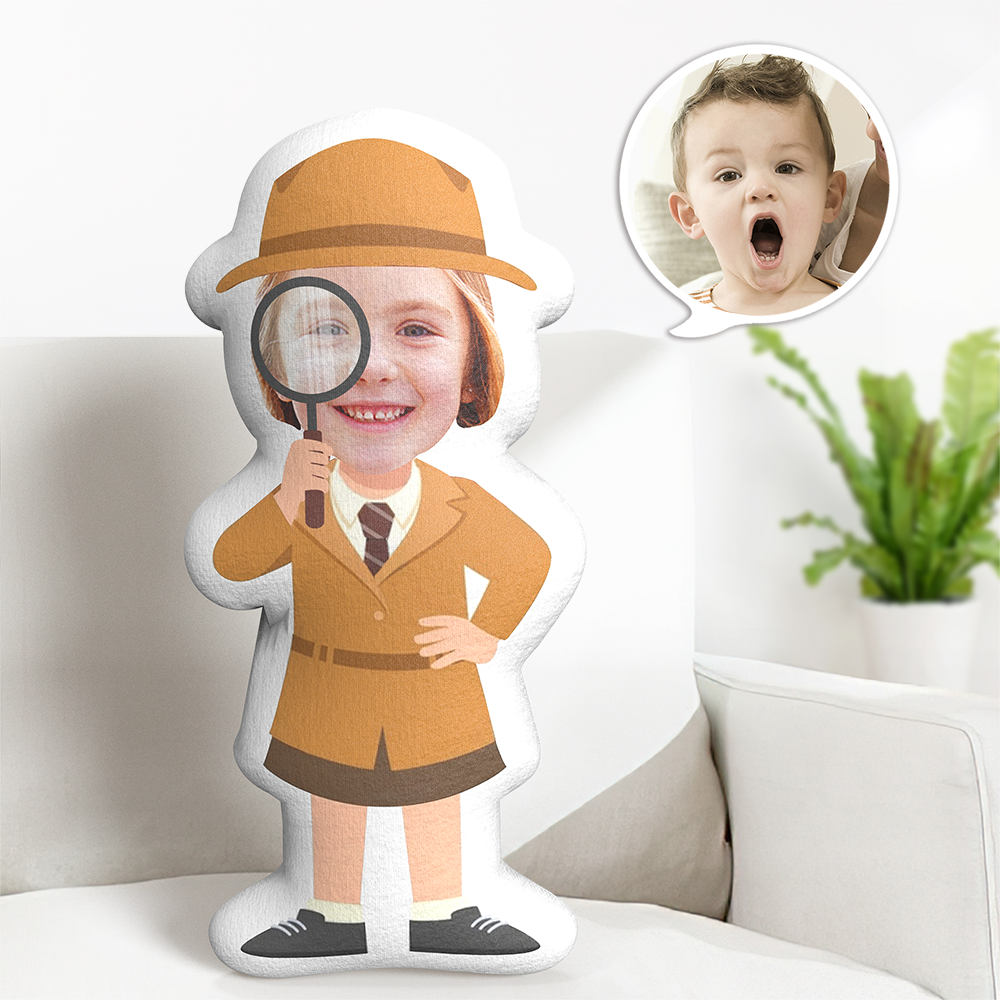 Oreiller De Visage Avec Photo Personnalisée, Oreiller De Dessin Animé Sherlock Holmes Pour Fille, Oreiller En Forme De Photo Personnalisé - MiniMe Pillow
