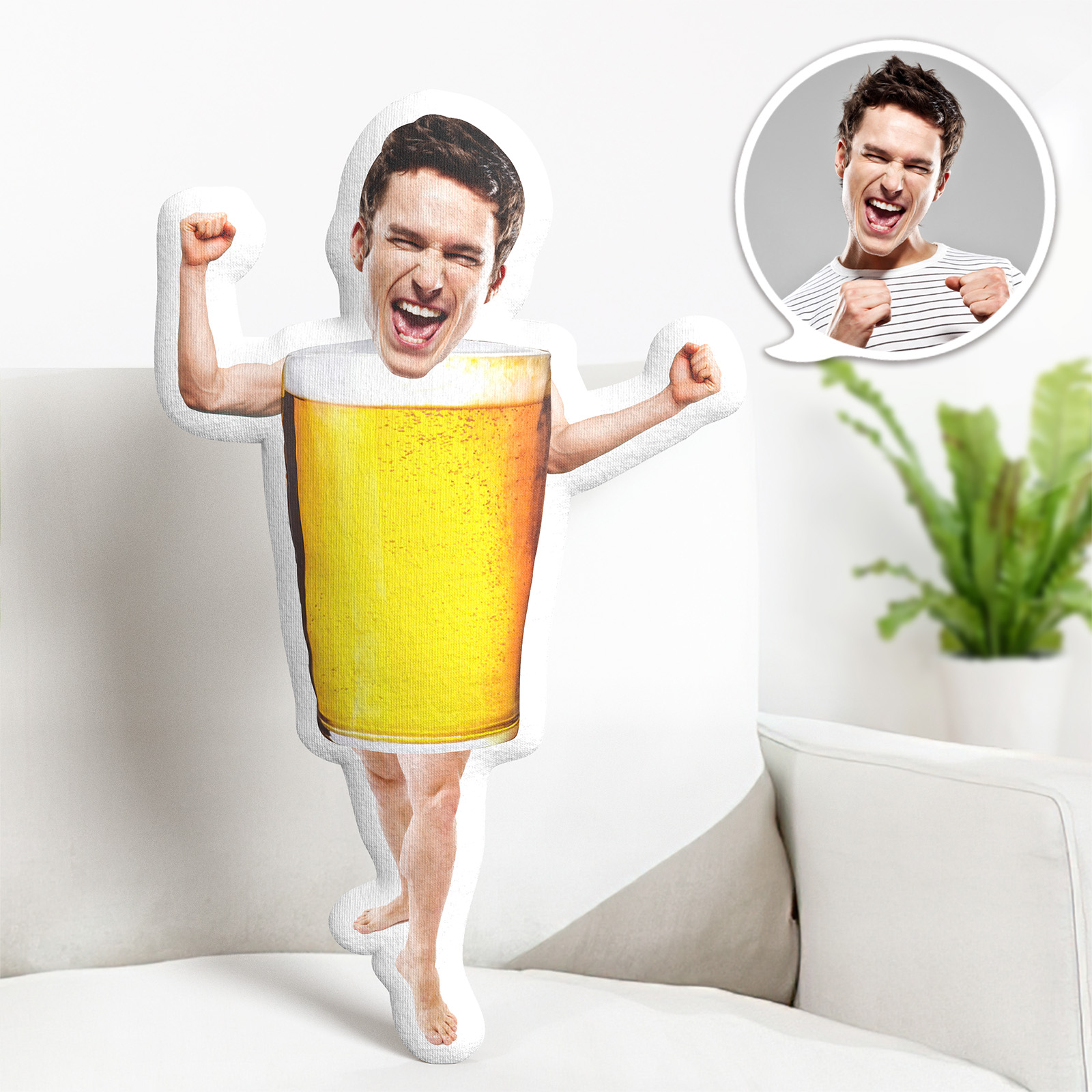 Oreiller Personnalisé De Visage De Photo, Oreiller De Visage D’homme De Bière, Poupée Personnalisée D’oreiller De Corps De Visage D’oreiller D’image De Visage - MiniMe Pillow