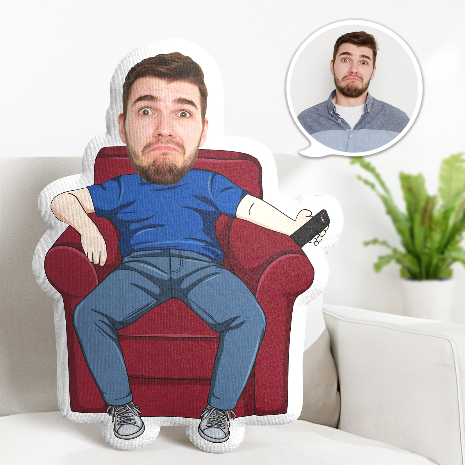 Oreiller Personnalisé De Visage De Photo, Oreiller De Visage De Mari Né Sur Safa, Oreiller D’image De Visage Poupée Oreiller De Corps De Visage Poupée Personnalisée - MiniMe Pillow