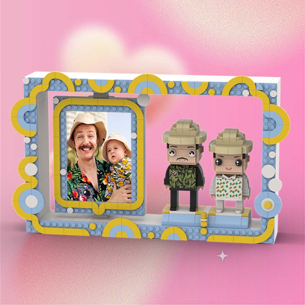 Figurines En Briques Personnalisées, Corps Entier, Personnalisables, Cadre Photo Pour 2 Personnes, Personnalisation, Petits Blocs De Particules - MiniMe Pillow