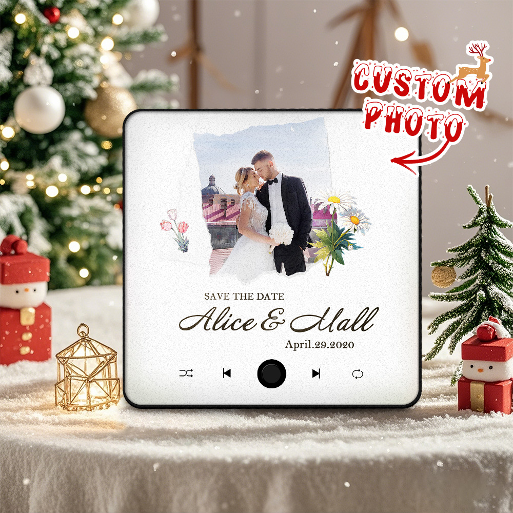 Aimant De Réfrigérateur Personnalisé Avec Photo De Mariage, Aimant Musical Personnalisé, Peut Jouer Des Chansons, Cadeau De Noël Pour Les Couples