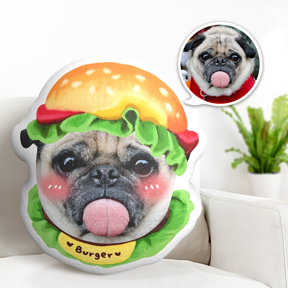 Coussin En Peluche Hamburger Pour Animaux De Compagnie - Câlinez Un Adorable Ami Gourmand Pour Enfants Et Adultes - Coussin Personnalisé Avec Visage D'animal De Compagnie