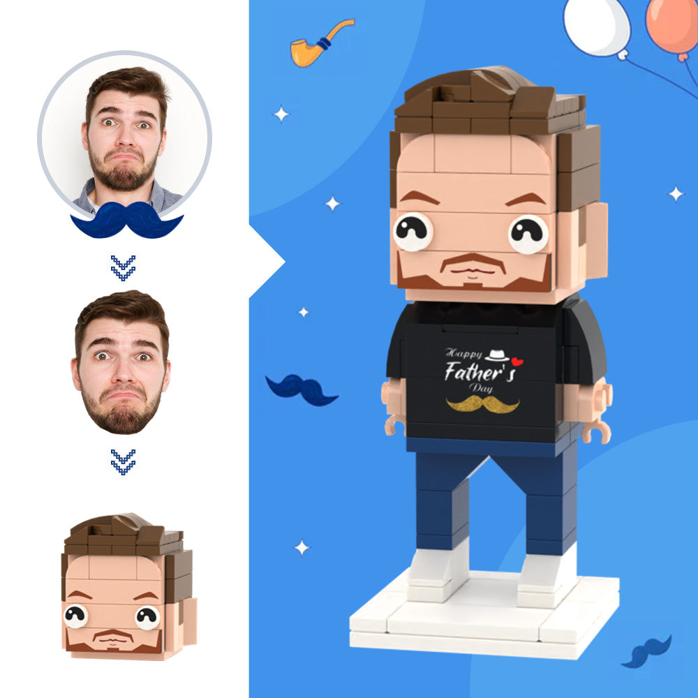 Gifts for Dad Custom Head Brick Figures Happy Father's Day Brick Figures Small Particle Block Toy - MiniMe Pillow