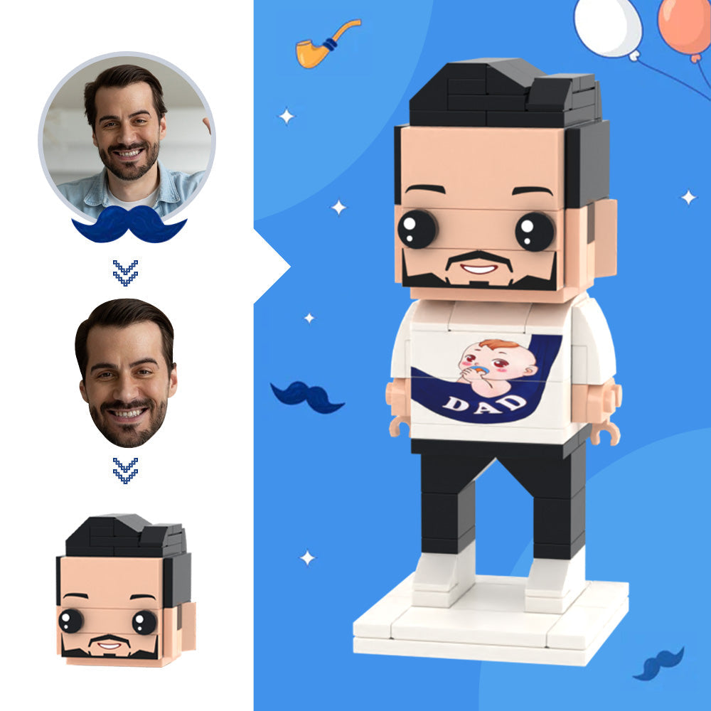 Gifts for Dad Custom Head Brick Figures New Dad Brick Figures Small Particle Block Toy - MiniMe Pillow