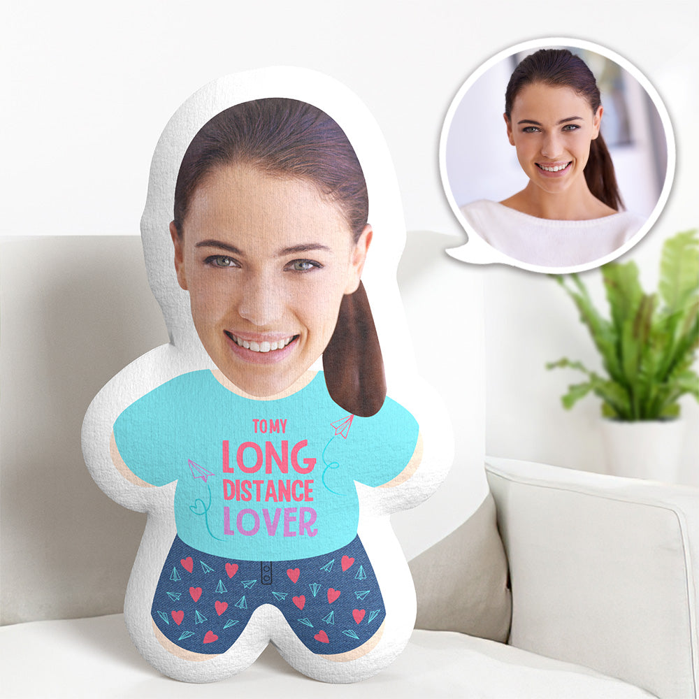 Oreiller Personnalisé Visage Corps Oreiller À Mon Amant Longue Distance Visage Oreiller Minime Oreiller Cadeau Pour L'amour - MiniMe Pillow