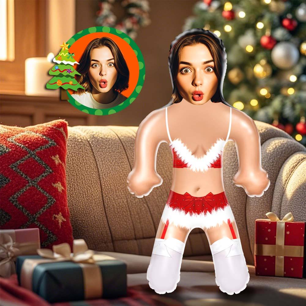 Poupée Gonflable Personnalisée, Lingerie De Noël, Poupée Gonflable Drôle, Visage, Minime, Cadeau De Noël - MiniMe Pillow