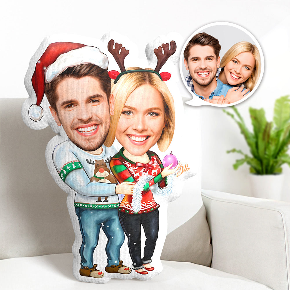 Oreiller Personnalisé Minime Pour Couple, Oreiller Personnalisé Pour Le Jour Commémoratif, Oreiller Pour Le Visage Avec Photo De Noël - MiniMe Pillow